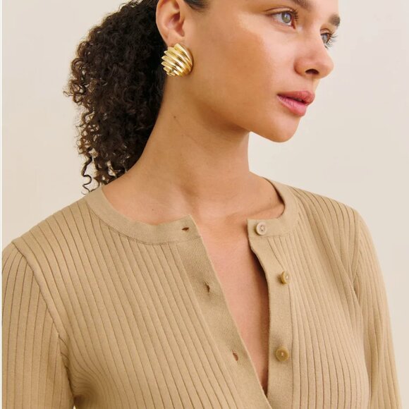 Reformation Joanne Cotton Cardigan Brown - Size XS - Picture 2 of 7